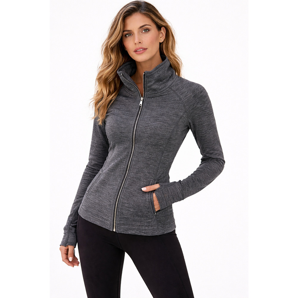 Lululemon Radiant Jacket II 4 Heathered Core Dark Grey Full Zip Thumbholes